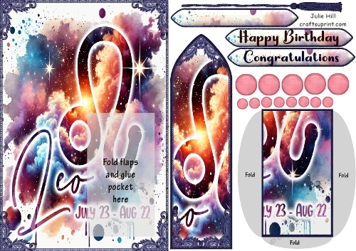 Zodiac Leo symbol bookmark keepsake card