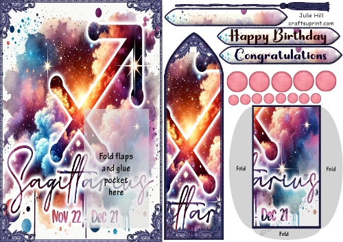Zodiac Sagittarius symbol bookmark keepsake card