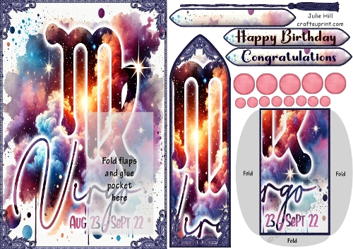 Zodiac Virgo symbol bookmark keepsake card