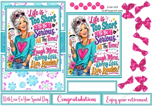 Grey hair lady life is short quick card front