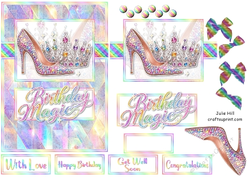 crystal magic birthday queen quick card front
