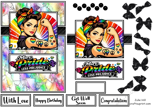 More pride less prejudice power lgbtq+ quick card front
