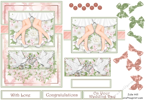 Mrs & Mrs doves wedding day quick card