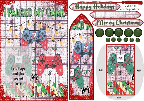 Christmas game pads bookmark card