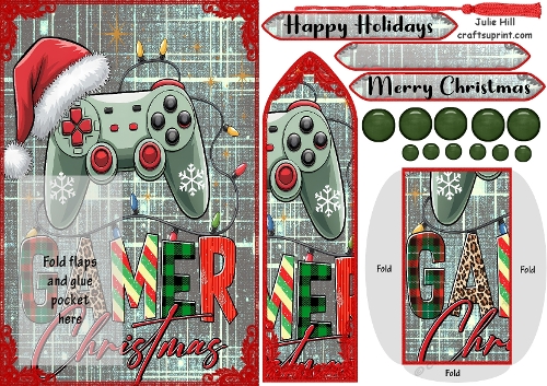 Christmas gamer bookmark card