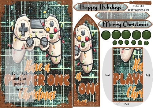 Christmas player one gamer bookmark card