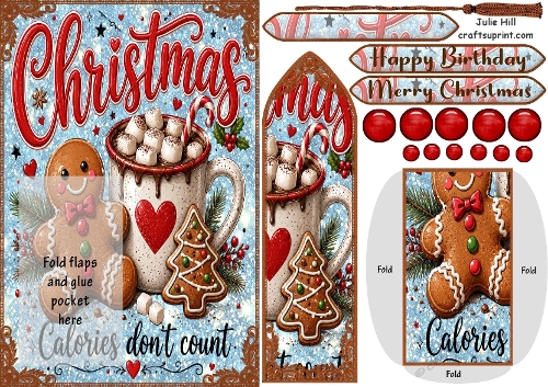 Christmas calories dont count bookmark card