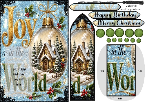 Christmas joy to the world bookmark card