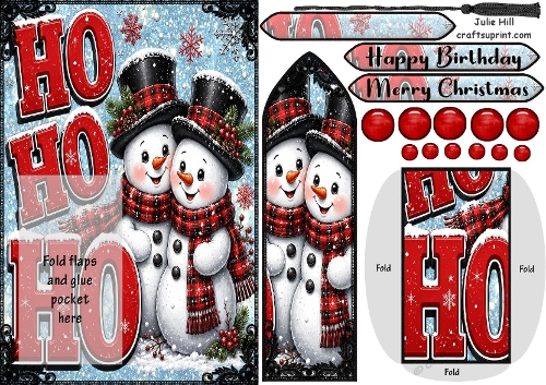Christmas merry and bright snowman bookmark card