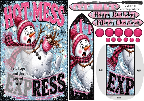 Christmas snowman hot mess express bookmark card