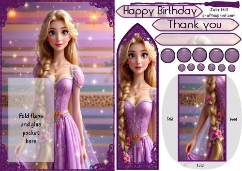 Princess long hair bookmark keepsake card