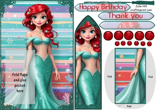 Princess mermaid bookmark keepsake card