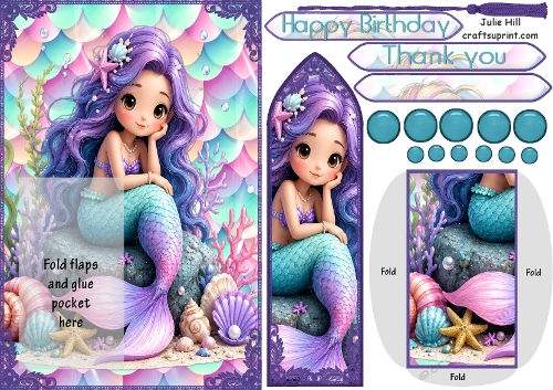 Pretty mermaid bookmark card