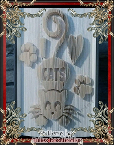 AN17 I heart cats cnf book folding pattern Cut and fold 400 pages 21cm high