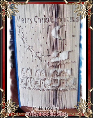 CH32 Merry Christmas scene book folding pattern