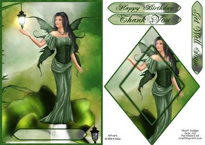 Natalie Green Fairy Card Front and Topper Sheet