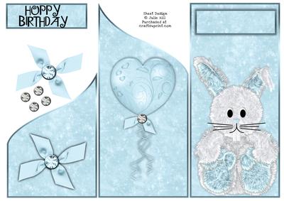 Hoppy Birthday Fluffy Boy Rabbit Cascade Card Sheet
