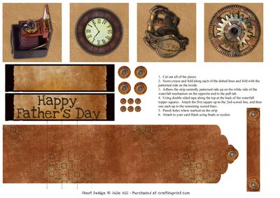 Vintage Fathers Day Steam Punk Waterfall Card