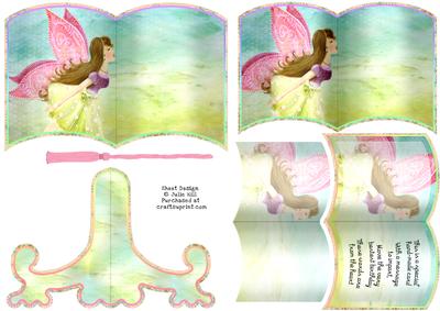 Fairy Birthday Bookatrix Style Book Sheet Card with Stand