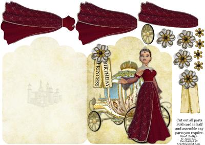 Princess and Carriage Scallop Top with Decoupage