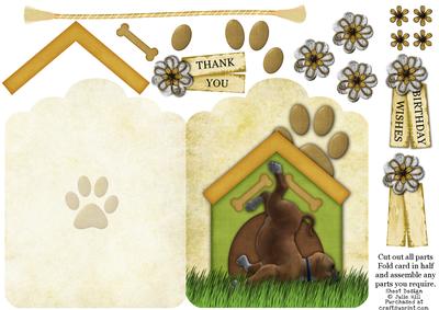 Doggy Days Top Scallop Edge Decoupage Card Sheet