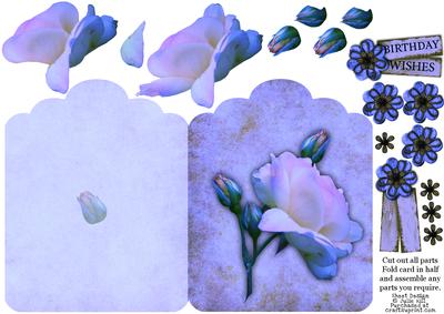 Lilac Rose Top Scallop Decoupage Card Sheet