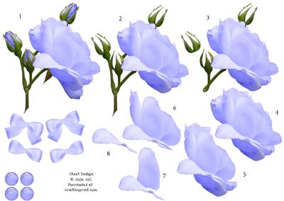 Pale Blue Rose 3D Decoupage Sheet