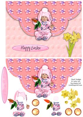 Happy Easter with a Baby Girl Bunny Envelop Card