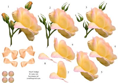 Yellow Rose 3D Decoupage Sheet