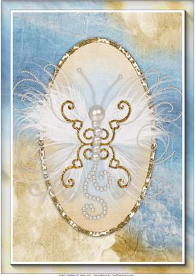 Feather and Pearl Butterfly A4 Card Front