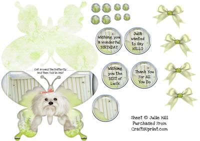 Garden Terrier Butterfly Card Sheet