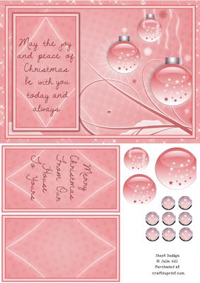 Pink Star Ornament Christmas Card