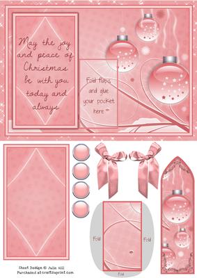 Pink Star Ornament Bookmark Keepsake Christmas Card