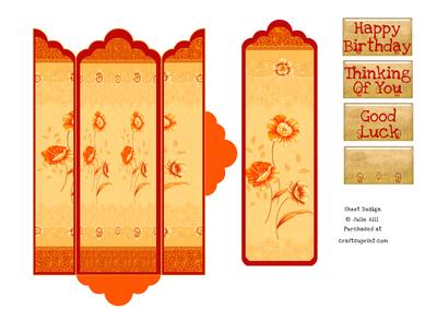 Orange Floral Bookmark and Pocket