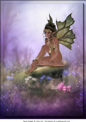 Thoughtful Fairy on a Hill A4 Card Front
