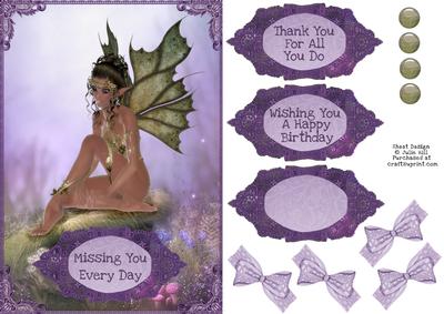 Thoughtful Fairy on a Hill Lace Card Sheet