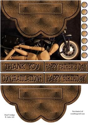 Mannekin and Motorbike Envelope Card