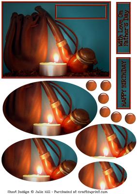 Pipe Bag and Candle Oval Pyramid Male Card