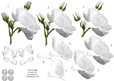White Rose 3D Decoupage Sheet