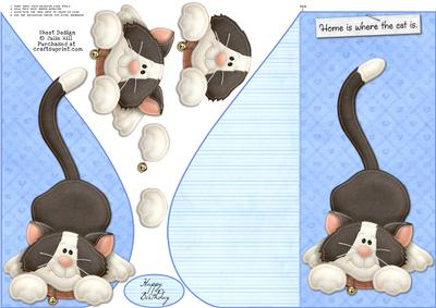 Home is Where the Cat is Blue Teardrop Card