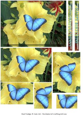 Blue Butterfly Pyramid Card Sheet