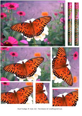 Orange Butterfly Pyramid Card Sheet