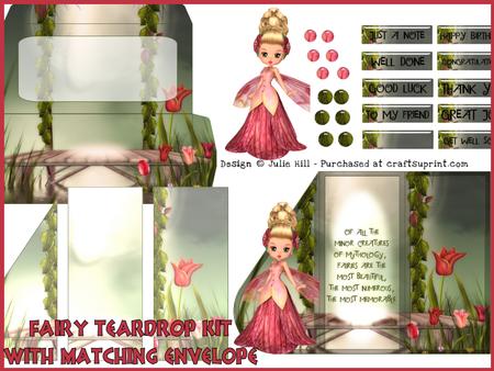 Fairy Teardrop Card Kit with Matching Envelope