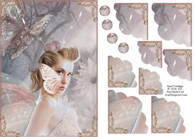 Butterfly Catcher Fairy Scallop 4 Corner Stacker