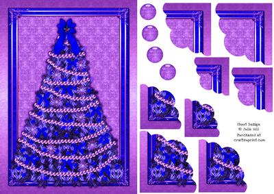 Blue and Purple Christmas Scallop Corner Stacker Card