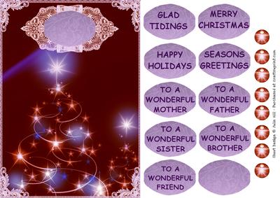 Christmas Tree Purple and Lace Quick Card Sheet