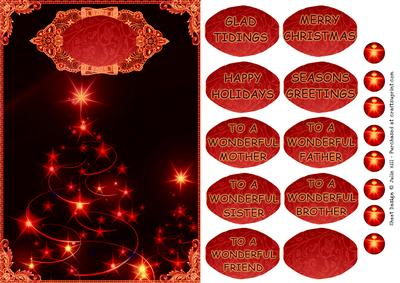 Christmas Tree Red and Lace Quick Card Sheet