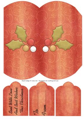 Holly Red Pillow Box and Gift Tags