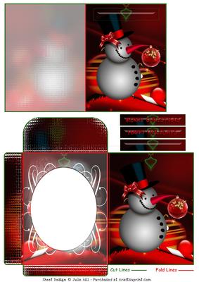 Snowman Bauble Christmas Notelet and Envelope