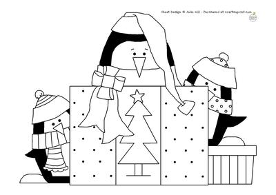 Christmas Present Penguins Digi Stamp